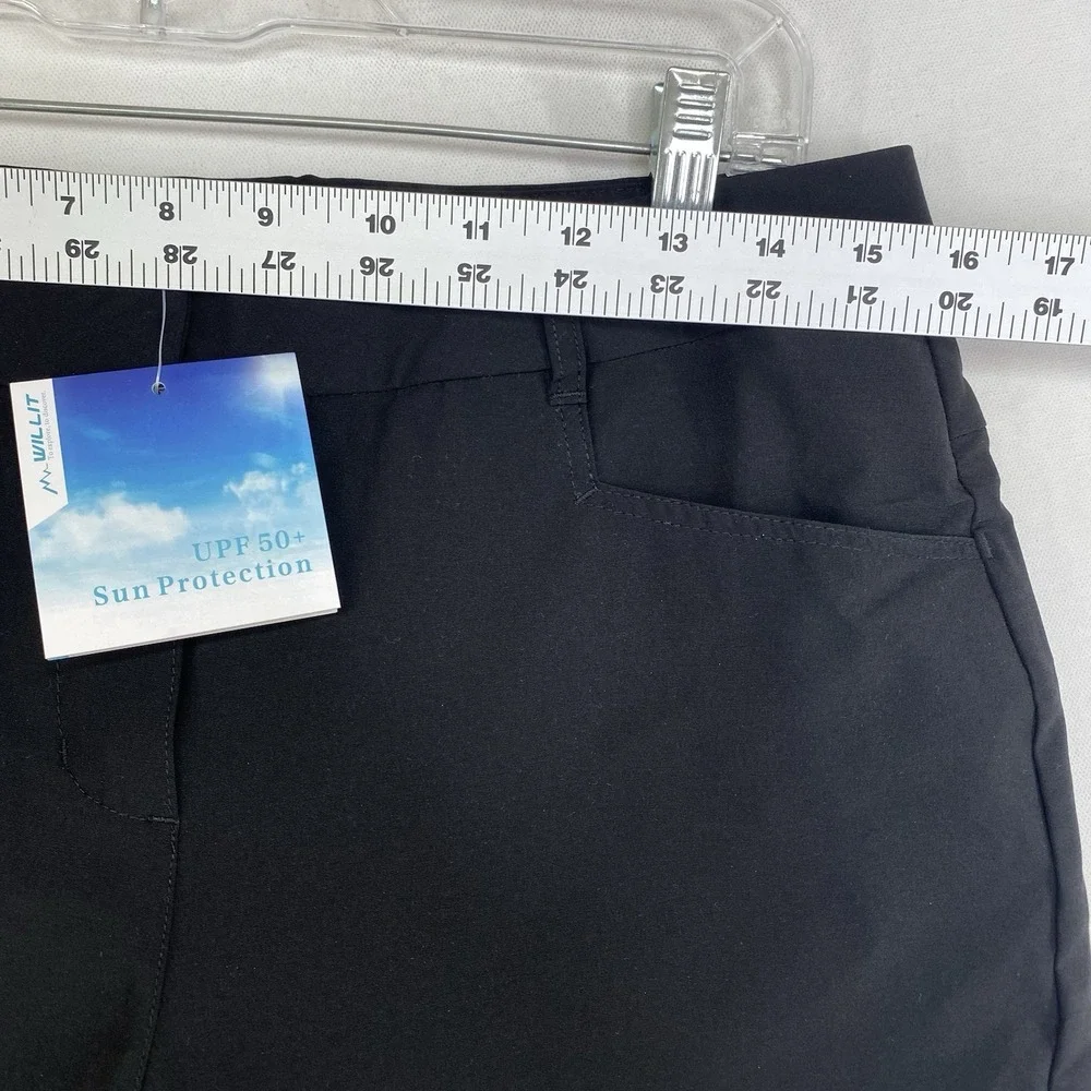 Willit Black UPF 50+ Sun Protection Shorts Women Sz 8 Flat Front Golf Activewear